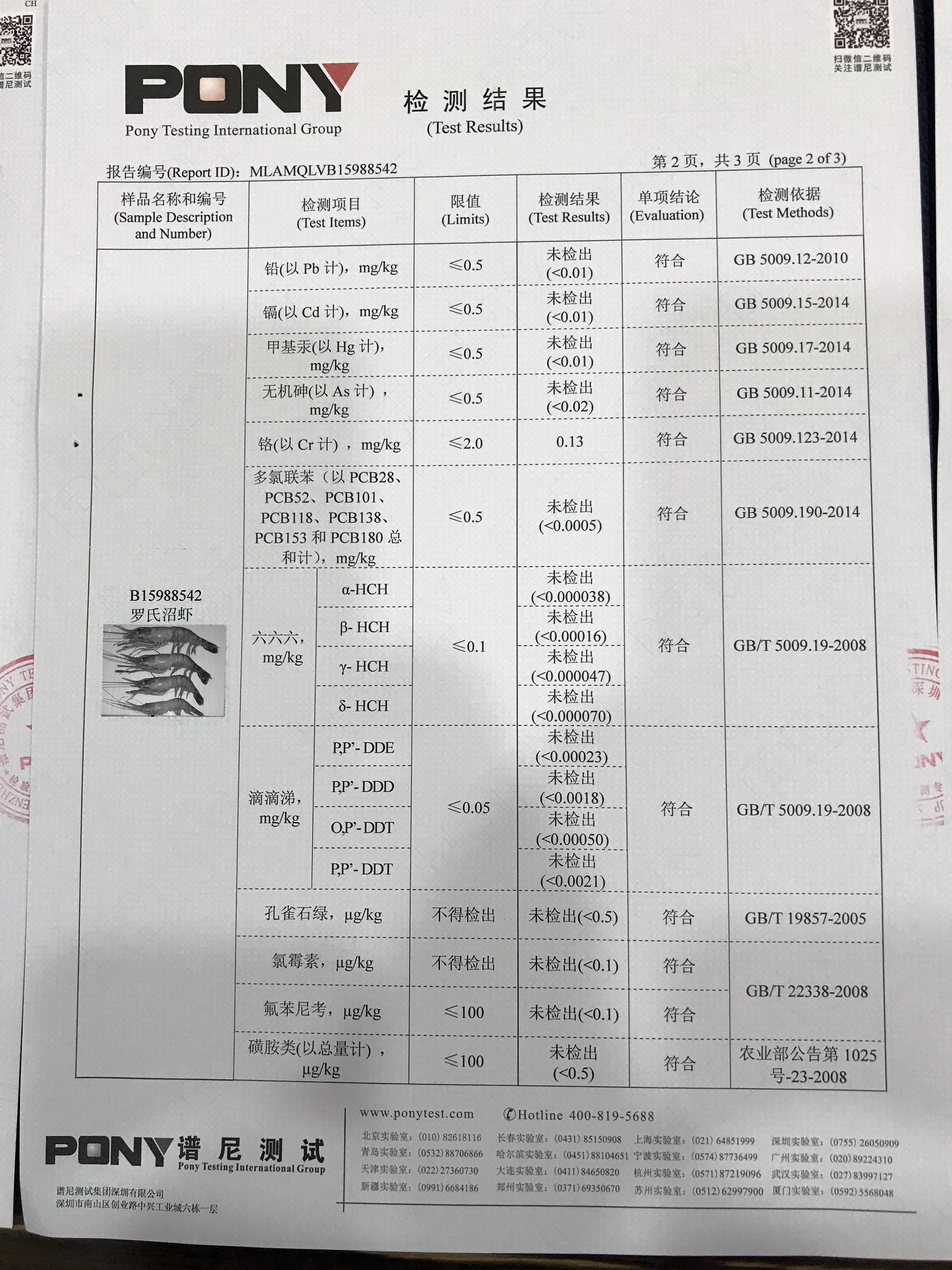 苋鲜虾检测报告